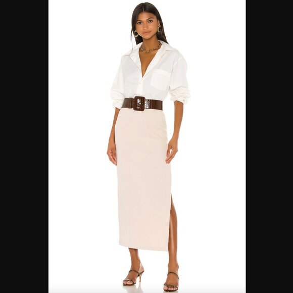 L'Academie Mia Knit Midi Maxi Skirt in Cream with Side Slit Size Small - Picture 10 of 12